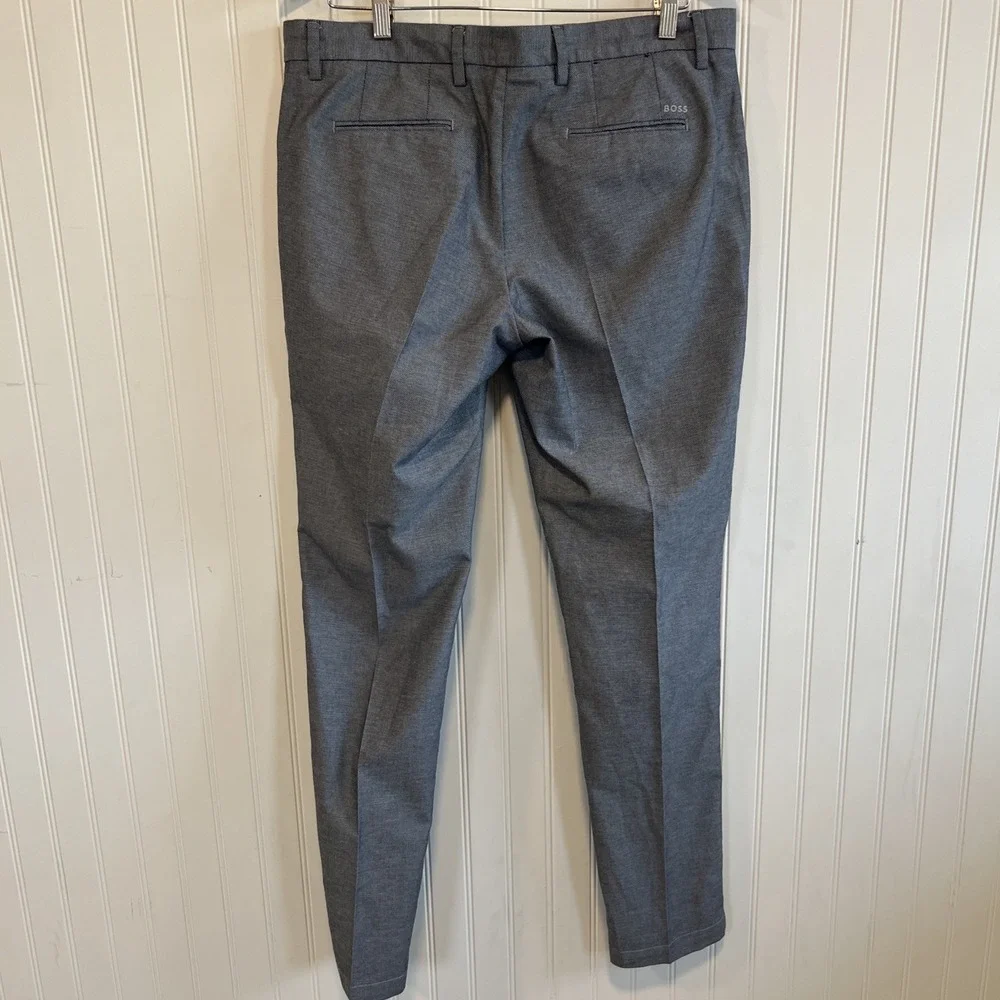 Hugo Boss Kaito Slim Fit‎ Trouser Stretch Men Size 34 Navy Gray Pattern